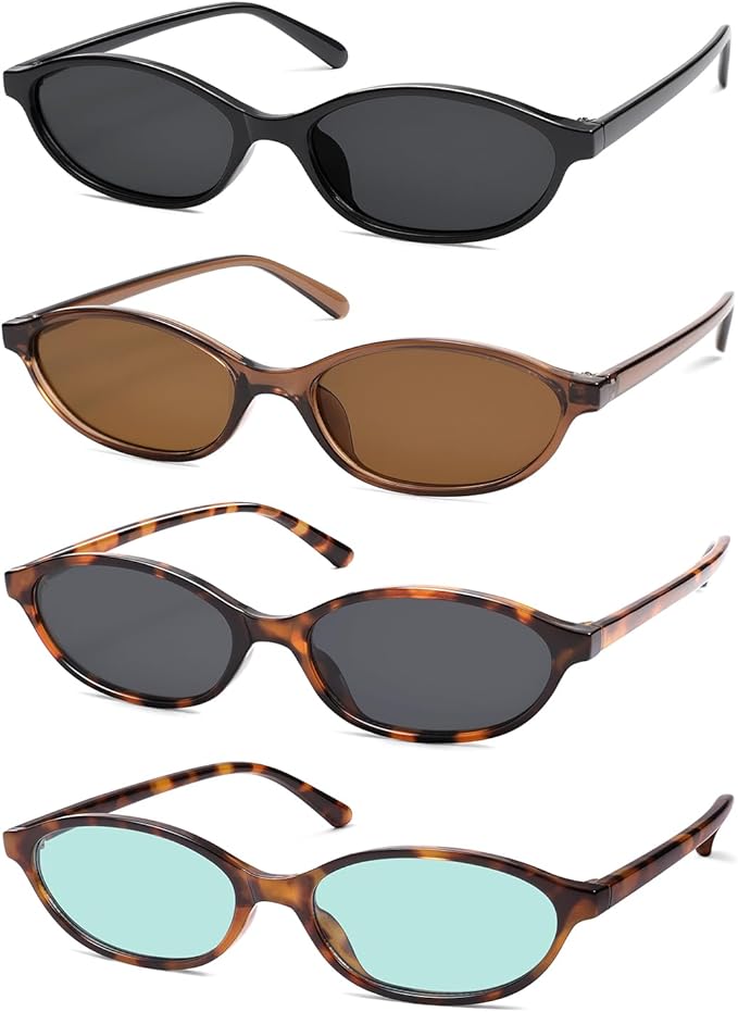 Retro Oval Cat Eye Sunglasses for Women Y2k Trendy Narrow Sunnies Designer Sun Glasses AR82253