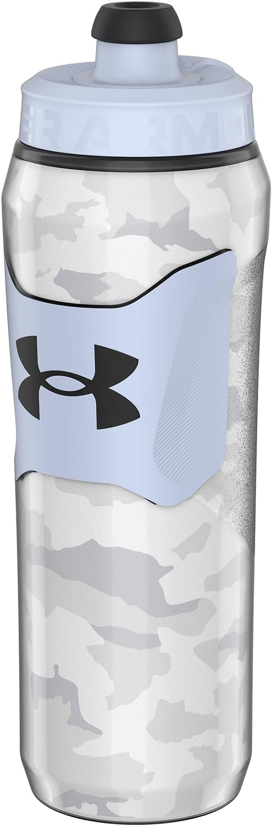 Under Armour 28oz Playmaker Squeeze Insulated 2 - Sports Water Jug, Leak Resistant for Baseball, Football & More, White Woodland