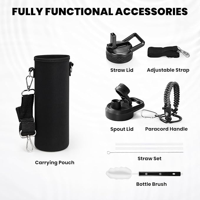 Insulated Water Bottle 20 oz, Triple Wall Vacuum Stainless Steel (Cold for 48 Hrs), Leak Proof & Non-BPA, Kids Water Bottle Jug for School with Straw Spout Lids, Dark Gray