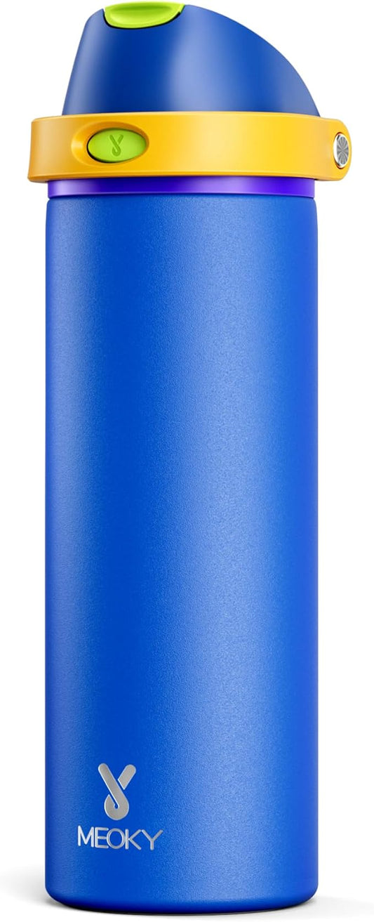 24 oz Insulated Water Bottle for Men: Meoky Stainless Steel Water Bottle with 2-in-1 Straw and Spout Lid - Leak Proof, Cold for 24 Hours, Fits in Car Cup Holder, BPA-Free for Sports Travel, Sapphire