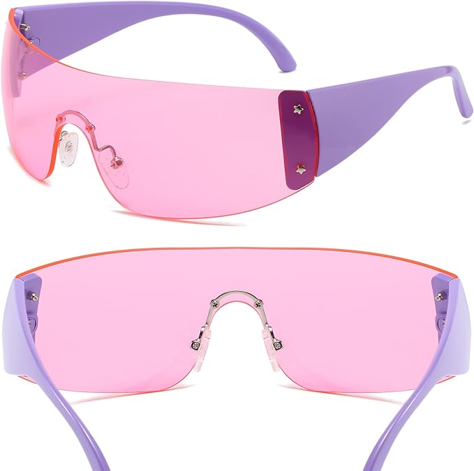 AIEYEZO Oversized Y2K Sunglasses for Women Men Trendy Retro Wrap Around Big Shield Sun Glasses