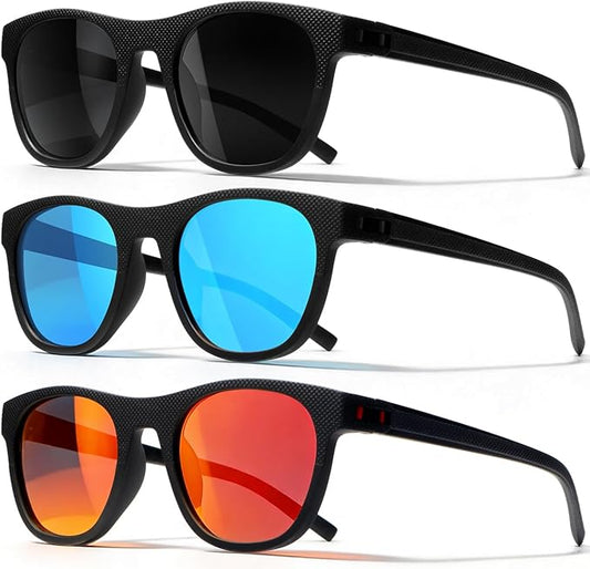 3 Pack Polarized Sunglasses for Men Women, Lightweight UV Protection Sports Sun Glasses for Driving Fishing Golf