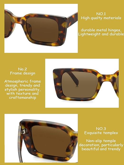 Onrtry Rectangle Sunglasses for Women Men Vintage Fashion Sun Glasses