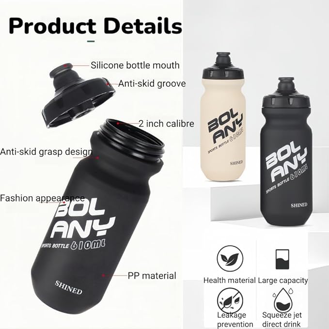 20oz Lightweight Sports Water Bottle PP Material BPA Free Squeeze Jet Straight Drink Cup Portable Outdoor Cycling Bottle (Grey)