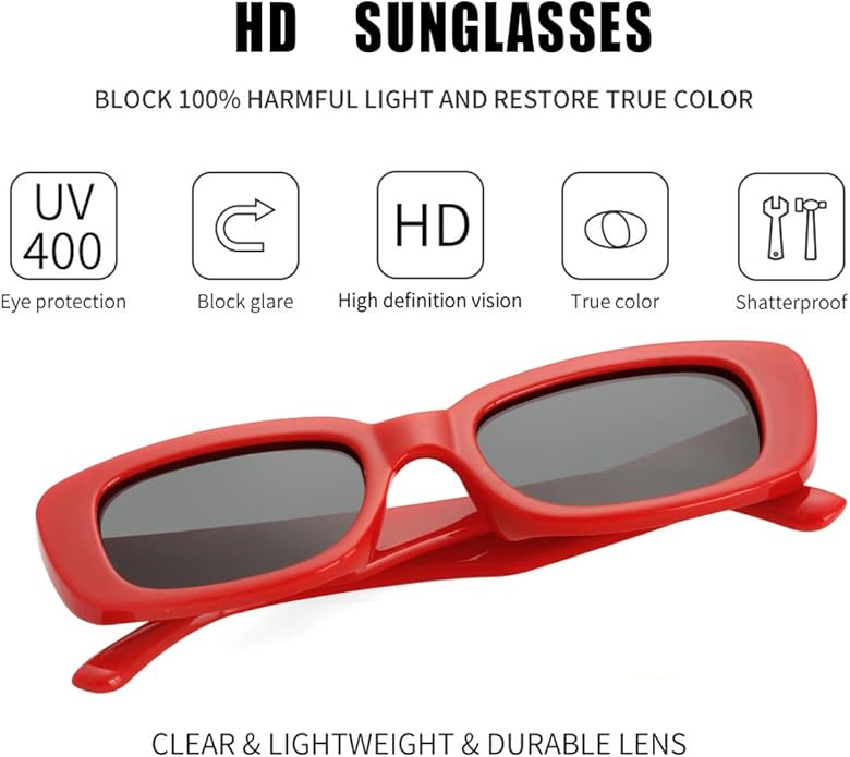 Kursan Small Rectangle Sunglasses for Women Men Square Frame Sun Glasses – 100% UV400 Protection