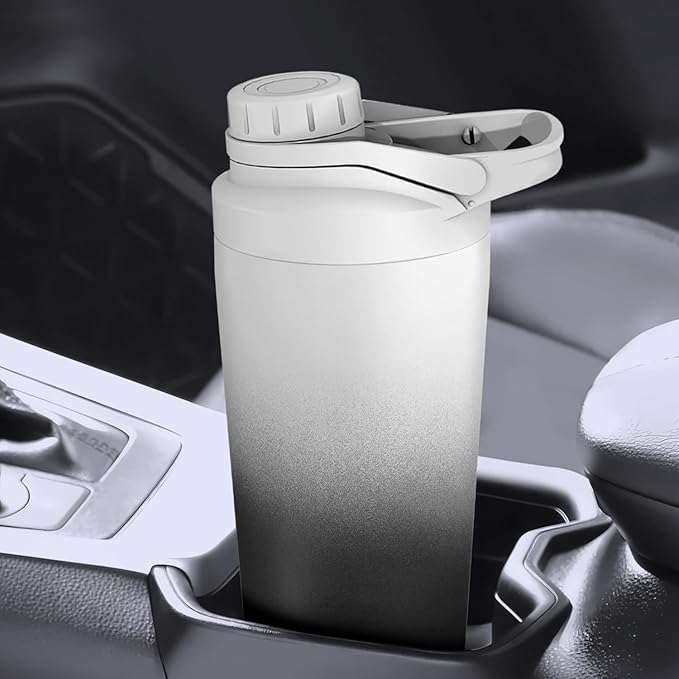 Stainless Steel Shaker Bottle with Noise-Free Design - Patented 24 oz Insulated Metal Shakers Bottles Cup for Protein Mixes and Pre Workout 100% Leak Proof (Day Night)