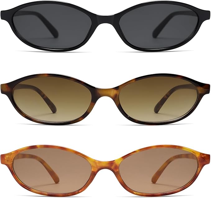 Retro Oval Cat Eye Sunglasses for Women Y2k Trendy Narrow Sunnies Designer Sun Glasses AR82253