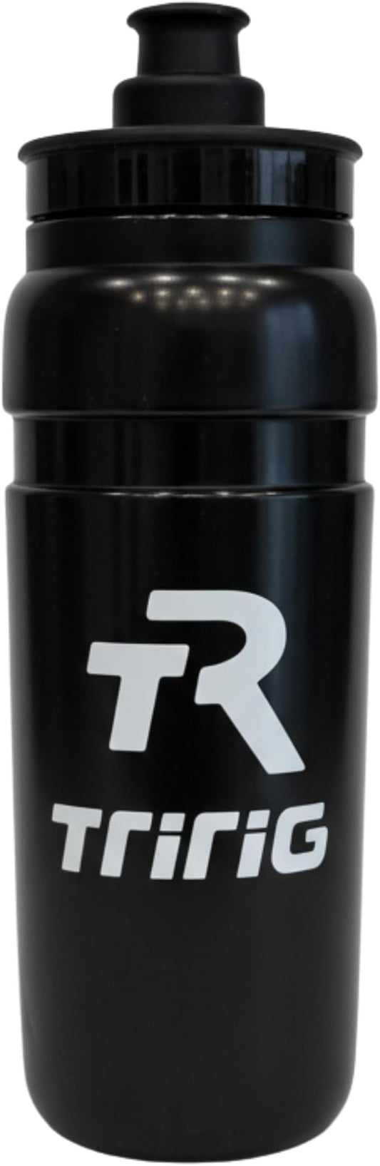 TRIRIG TR Cycling Water Bottles 25 Oz Black Featuring a Watergate Lid for Easy, Leak Proof Access - Fits Standard Bike Cages for Triathlon Bikes, Gym & Outdoor Lightweight Sports Water Bottle 750ml