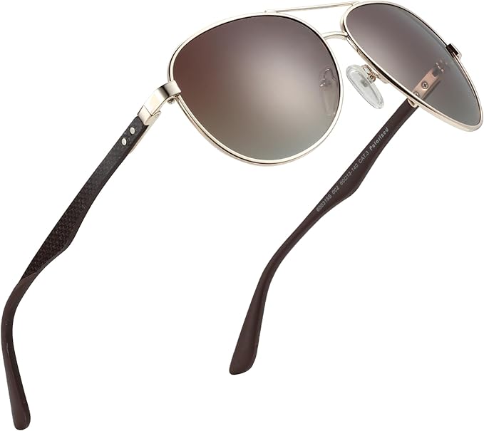 ZENOTTIC Polarized Aviator Sunglasses for Men Carbon Fiber Temple Pilot Sun Glasses with Mirrored Lens UV Protection