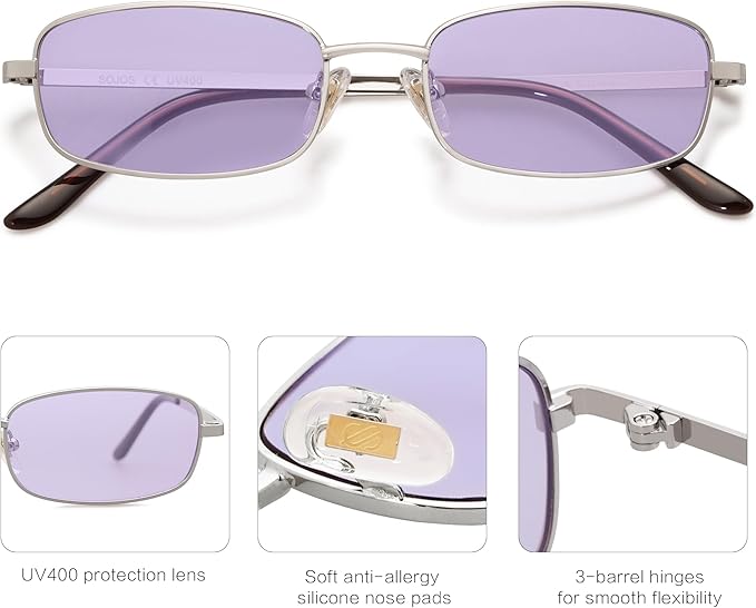 SOJOS Trendy Small Y2k Rectangle Sunglasses Womens Mens, Retro Narrow Chic Thin Skinny Sunnies SJ1187