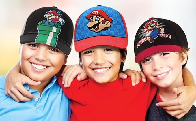 Nintendo Boys Baseball Cap, Super Mario Adjustable Kids Hat for Ages 4-7