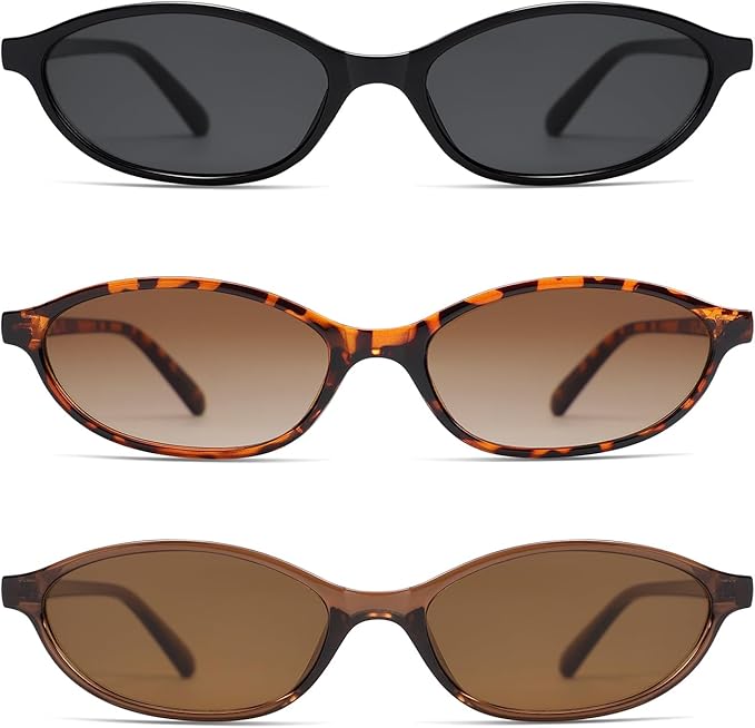 Retro Oval Cat Eye Sunglasses for Women Y2k Trendy Narrow Sunnies Designer Sun Glasses AR82253