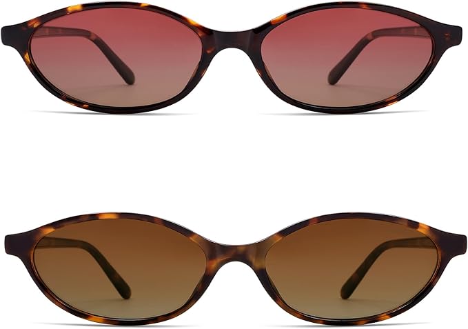 Retro Oval Cat Eye Sunglasses for Women Y2k Trendy Narrow Sunnies Designer Sun Glasses AR82253