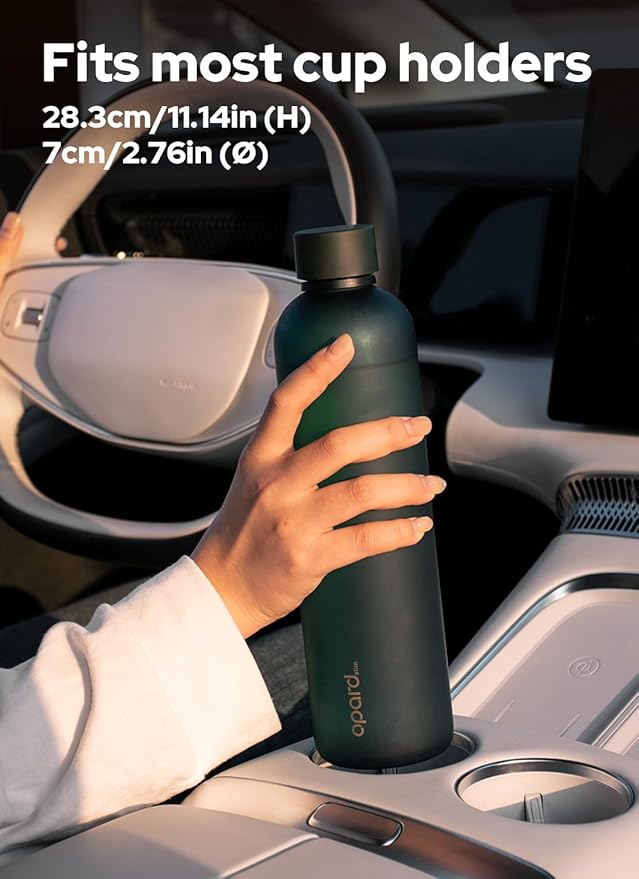 Opard Slim Water Bottle 32oz, Dishwasher Safe Plastic Water Bottle BPA-Free, Leakproof Screw Top, Forest Green, Reusable for Travel School Sport Gym Hiking