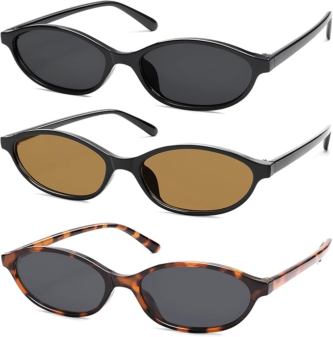 Retro Oval Cat Eye Sunglasses for Women Y2k Trendy Narrow Sunnies Designer Sun Glasses AR82253