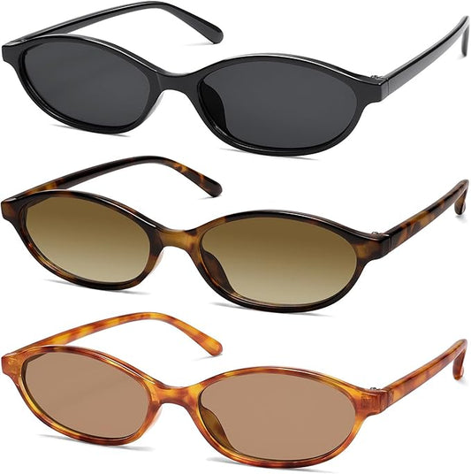 Retro Oval Cat Eye Sunglasses for Women Y2k Trendy Narrow Sunnies Designer Sun Glasses AR82253