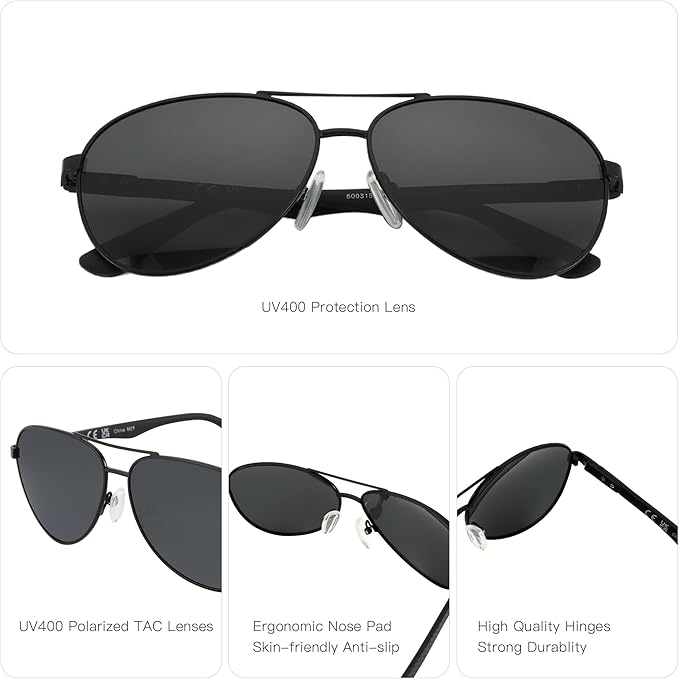 ZENOTTIC Polarized Aviator Sunglasses for Men Carbon Fiber Temple Pilot Sun Glasses with Mirrored Lens UV Protection