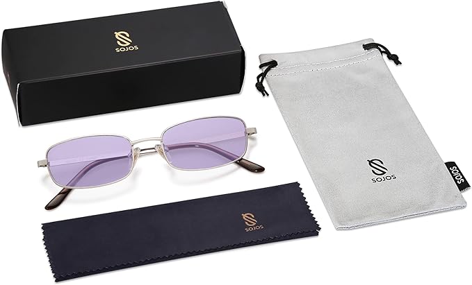 SOJOS Trendy Small Y2k Rectangle Sunglasses Womens Mens, Retro Narrow Chic Thin Skinny Sunnies SJ1187