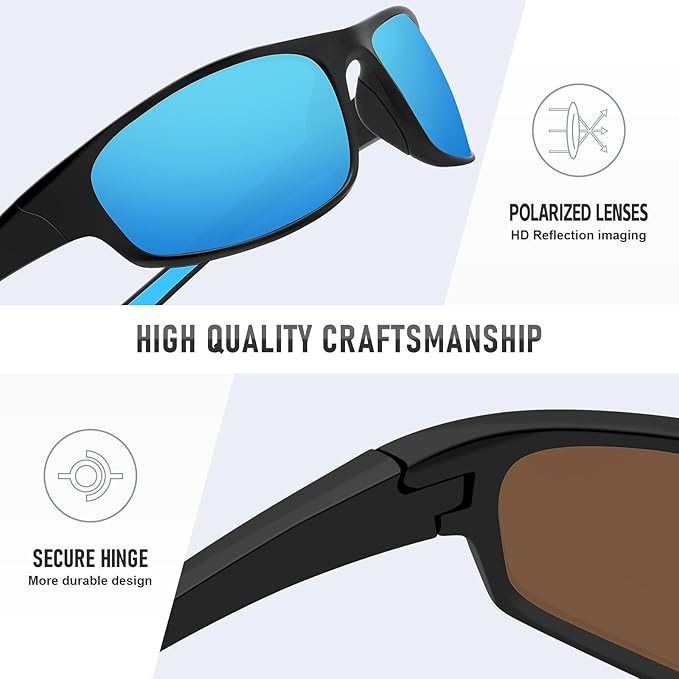 Sports Polarized Sunglasses for Men Women Wrap Around Sun Glasses Fishing Cycling Driving Running UV Protection