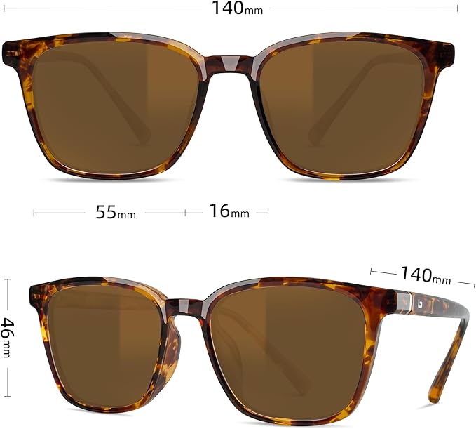 B.N.U.S Scratch-Resistant Polarized Sunglasses with Corning Glass Lenses for Superior Clarity and UV Protection