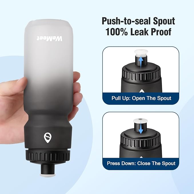 Leak Proof Bicycle Water Bottle, 2-Pack Bike Water Bottle, BPA Free, Cycling & Sport Squeeze, with Capacity Scale, for Riding, Gym (Black & Black White, 24oz)