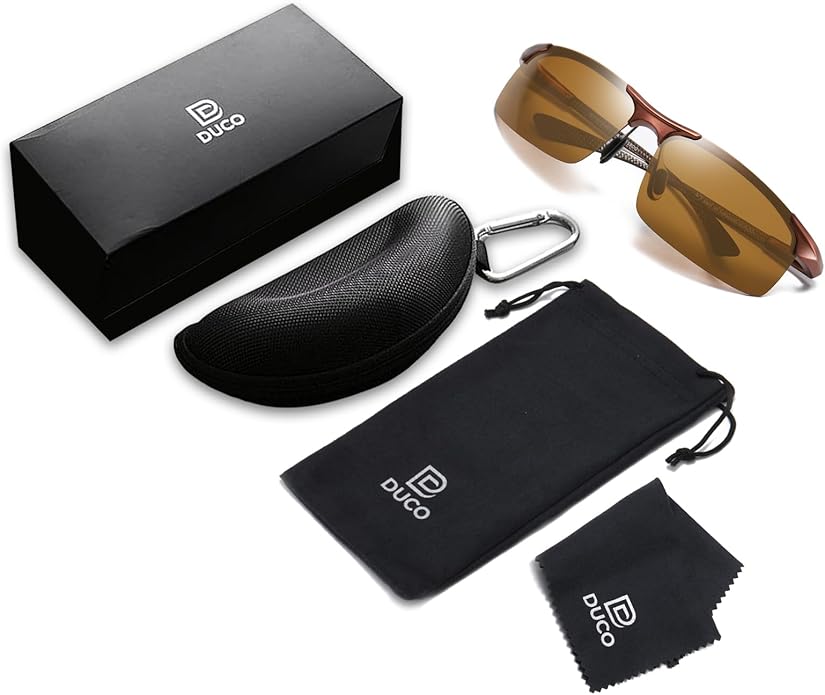 DUCO Mens Sunglasses Polarized Sports Fishing Running Driving Carbon Fiber Sunglasses for Men UV400 Protection DC8277
