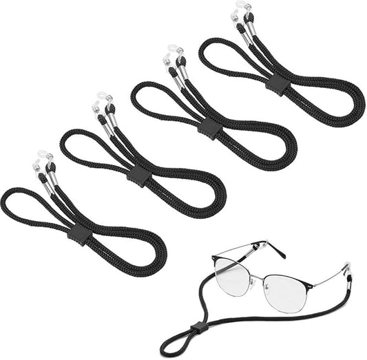 4PCS Premium Nylon Eyeglass Straps, Adjustable Eyewear Retainers, Anti-slip Eyeglass Chains Lanyard, Sport Sunglass Retainer Holder Strap for Men and Women's, with 2 Pairs Eyeglass Ear Grips