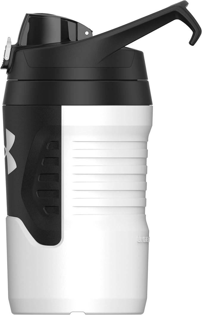 Under Armour 32 oz Insulated Water Bottles - Sports Water Jug with Fence Hook, Leak Resistant for Baseball, Football & More, 32 oz Insulated, White/Black