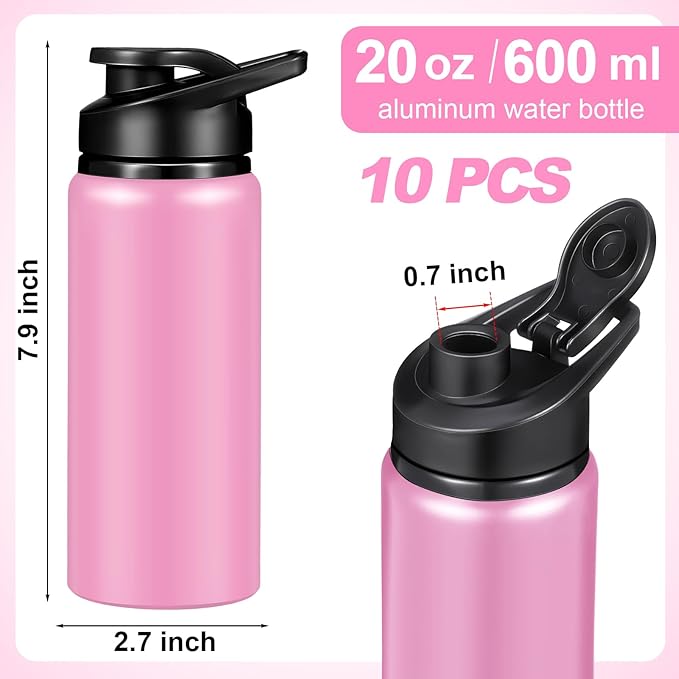 CHENGU Water Bottle Bulk 20 oz Aluminum Reusable Bottles Lightweight Snap Lid Water Cups Easy Carry Leak Proof Travel Tumbler for Gym Sports Camping Hiking Fishing