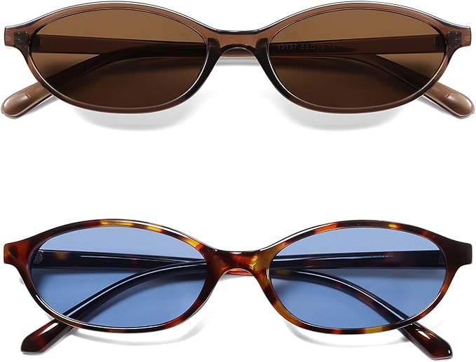 Retro Oval Cat Eye Sunglasses for Women Y2k Trendy Narrow Sunnies Designer Sun Glasses AR82253