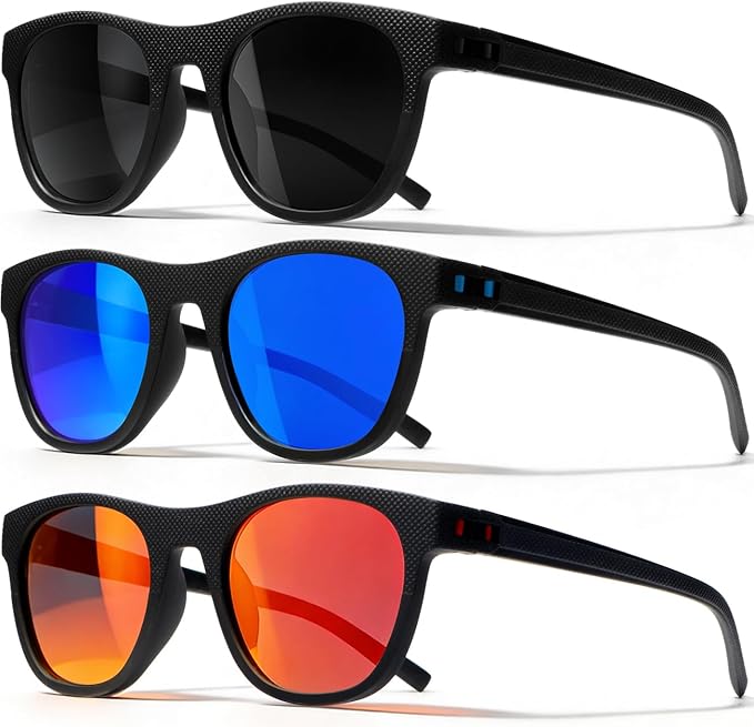 3 Pack Polarized Sunglasses for Men Women, Lightweight UV Protection Sports Sun Glasses for Driving Fishing Golf