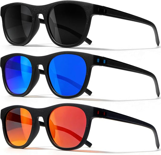 3 Pack Polarized Sunglasses for Men Women, Lightweight UV Protection Sports Sun Glasses for Driving Fishing Golf