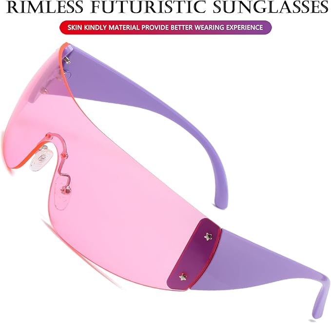 AIEYEZO Oversized Y2K Sunglasses for Women Men Trendy Retro Wrap Around Big Shield Sun Glasses