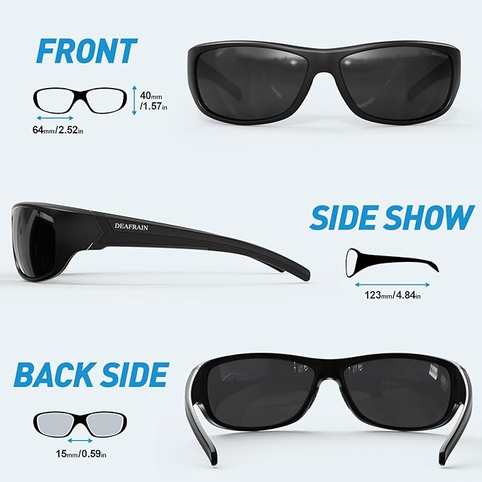 DEAFRAIN Polarized Sports Sunglasses for Men Women Driving Fishing Cycling Running UV Protection