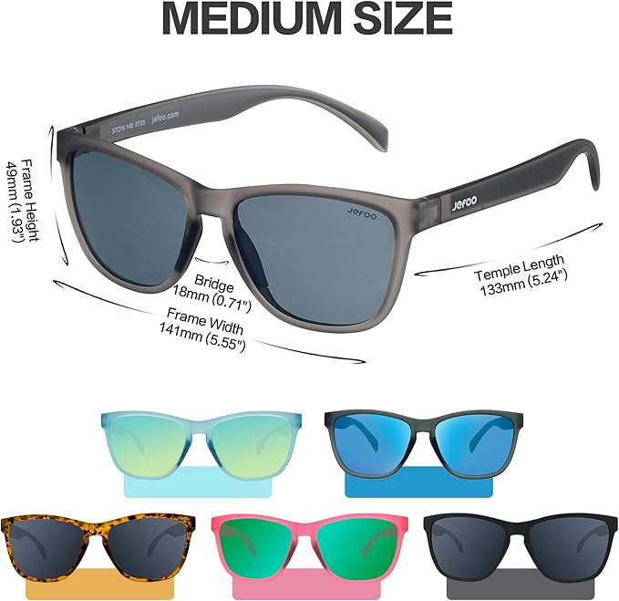 Jefoo Polarized Sports Sunglasses for Women Men Running Retro Trendy Sun Glasses UV400 Protection Tangle Free