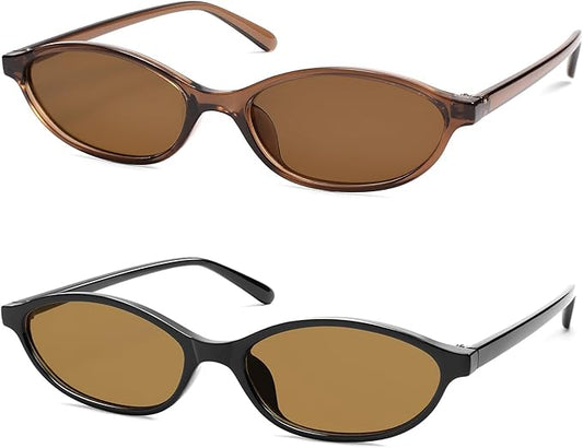 Retro Oval Cat Eye Sunglasses for Women Y2k Trendy Narrow Sunnies Designer Sun Glasses AR82253