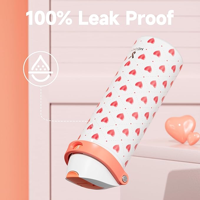 24 oz Valentine's Day Water Bottle: Meoky Stainless Steel Water Bottle with Straw and Spout Lid - Leak Proof, Cold for 24 Hours, Fits in Car Cup Holder, Valentines Day Gifts for Her Women Girls, Amora