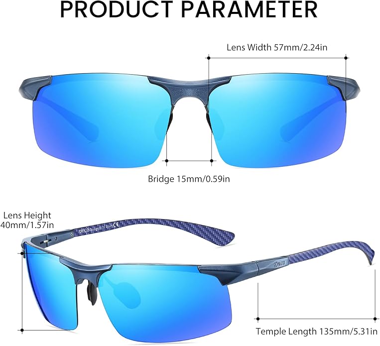 DUCO Mens Sunglasses Polarized Sports Fishing Running Driving Carbon Fiber Sunglasses for Men UV400 Protection DC8277