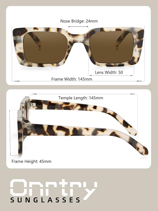 Onrtry Rectangle Sunglasses for Women Men Vintage Fashion Sun Glasses
