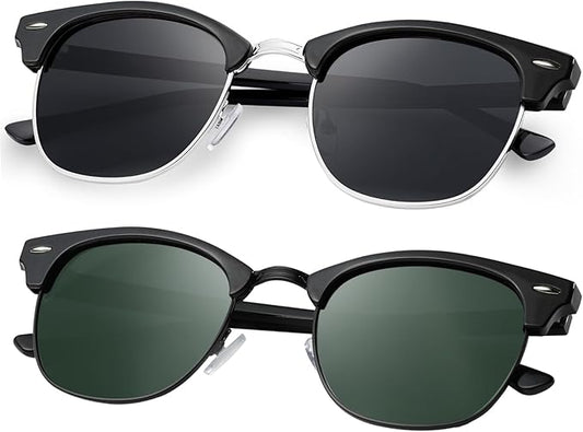 Sunglasses Men and Womens, Polarized Sunglasses for men with UV Blocking Semi-Rimless Frame for Driving & Hiking