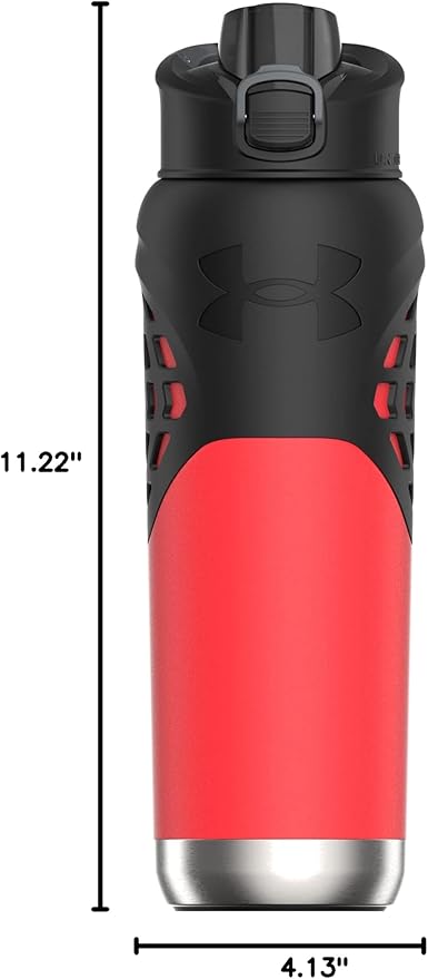 Under Armour 24Oz Stainless Steel Water Bottle, Insulated, Carabiner Easy Carry Hook, Leak Proof, Kids & Adults, All Sports, Gym