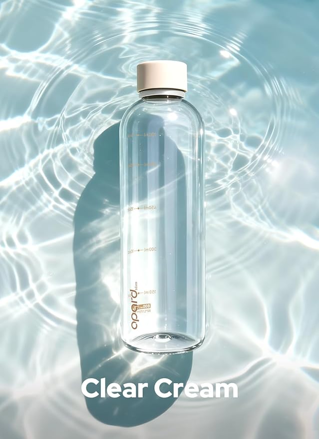 Opard Slim Water Bottle 27oz, Dishwasher Safe Plastic Water Bottle BPA-Free, Leakproof Screw Top, Clear Cream, Reusable for Travel School Sport Gym Hiking