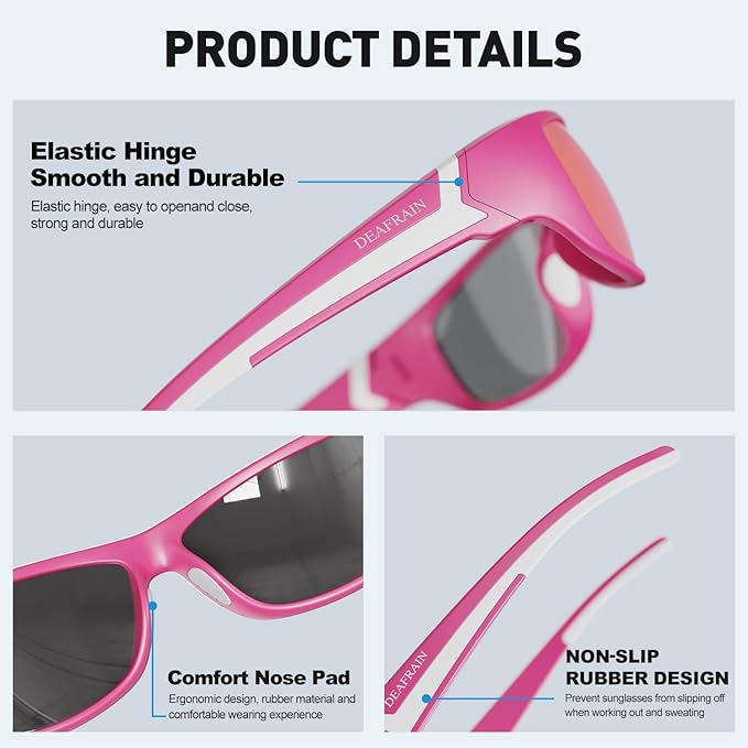 DEAFRAIN Polarized Sports Sunglasses for Men Women Driving Fishing Cycling Running UV Protection