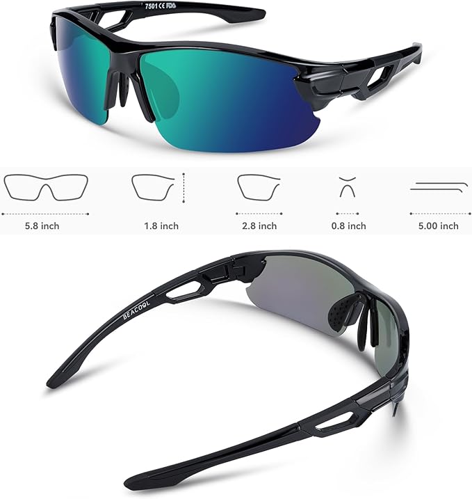 BEACOOL Polarized Sports Sunglasses for Men Women Youth Baseball Cycling Running Driving Fishing Golf Motorcycle TAC Glasses