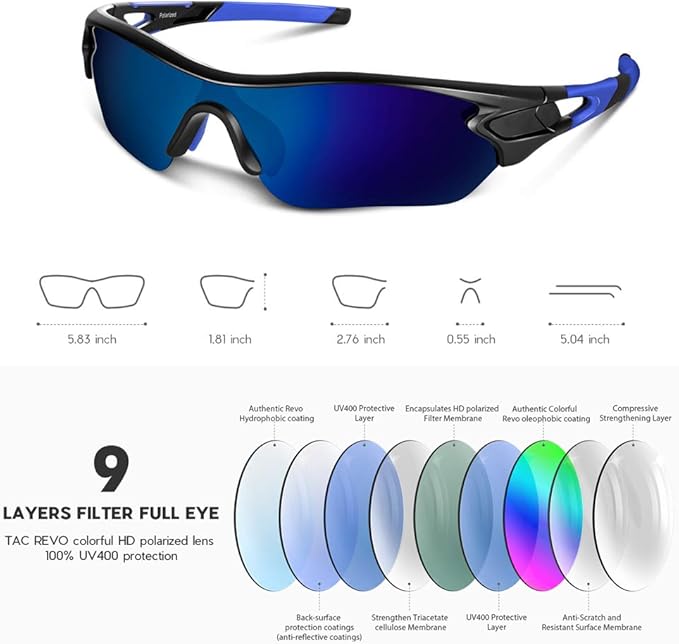 BEACOOL Polarized Sports Sunglasses for Men Women Youth Baseball Cycling Running Driving Fishing Golf Motorcycle TAC Glasses