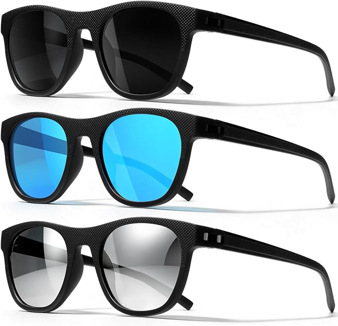 3 Pack Polarized Sunglasses for Men Women, Lightweight UV Protection Sports Sun Glasses for Driving Fishing Golf