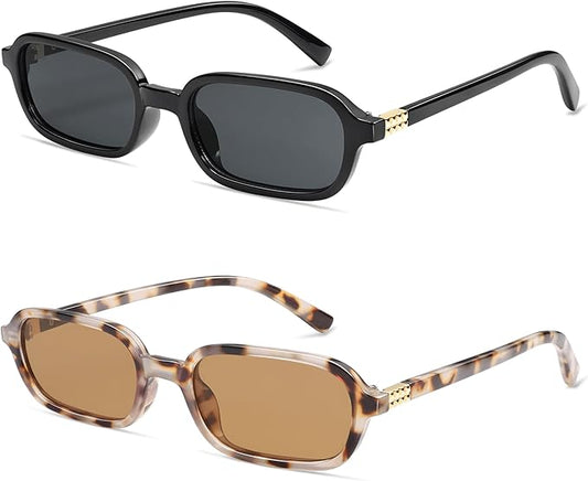 Retro Rectangular Sunglasses for Women Vintage Fashion Trendy Funny Small 90s Square Sunnies 2025 AP3698