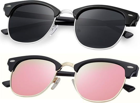 Sunglasses Men and Womens, Polarized Sunglasses for men with UV Blocking Semi-Rimless Frame for Driving & Hiking