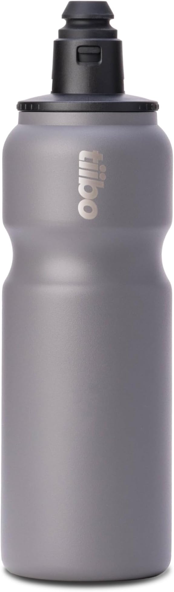 tiibo Vacuum Insulated Stainless Steel Bike Water Bottle, Double Wall, No-Squeeze, Fast Flow Sport Nozzle, Designed for Cycling, Biking, Fitness & Sports, Fits Most Bike Cages (Gray, 17OZ)