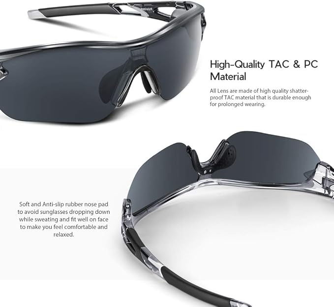 BEACOOL Polarized Sports Sunglasses for Men Women Youth Baseball Cycling Running Driving Fishing Golf Motorcycle TAC Glasses